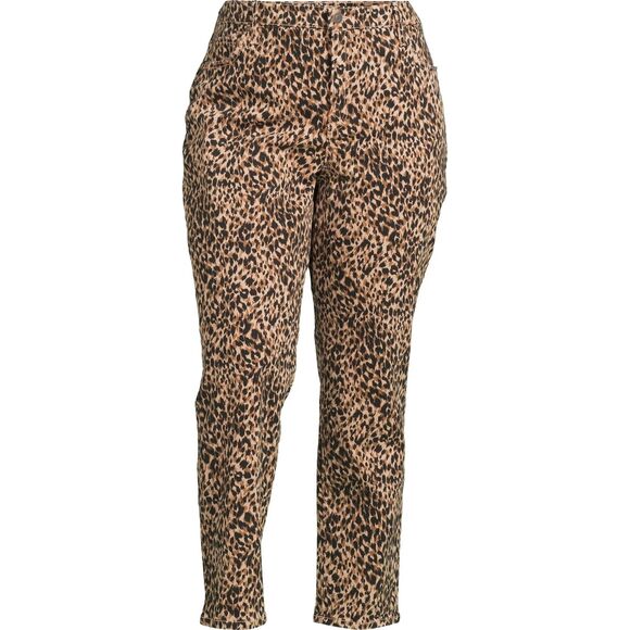 TERRA & SKY High Rise Straight Leg Jeans 26W Leo Face Leopard Animal Denim NWT - Picture 1 of 12